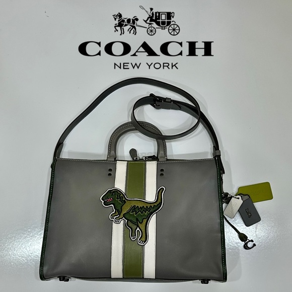 Coach Rexy Dinosaur XL Extra Large Rogue Brief Crossbody Handbag bag Patch Dino - Picture 2 of 15